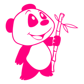 Happy Panda Holding Bamboo Decal